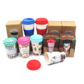 Wholesale BPA Free Reusable Biodegradable Bamboo Fiber Coffee Cup With Silicone Lid 400ml